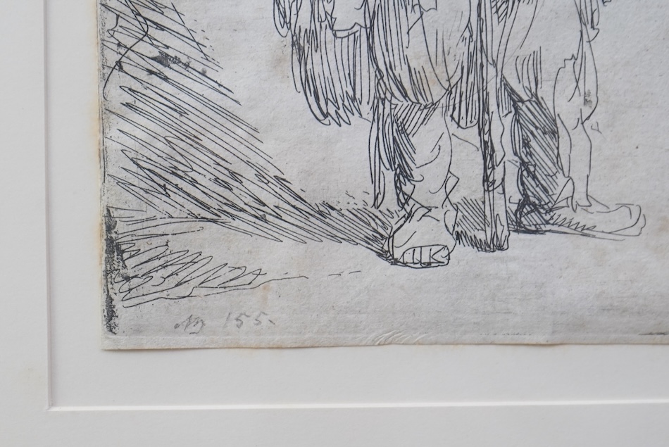 Rembrandt Van Rijn, Dutch 1606-1669, 'Beggar in a High Cap, Standing and Leaning on a Stick'